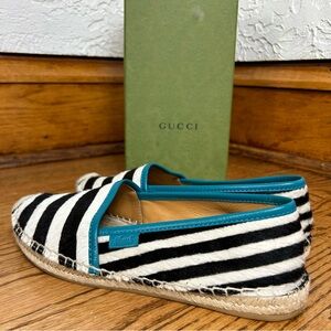 GUCCI | Lilibeth Pony-Style Calfskin Espadrille Shoes Size 37.5